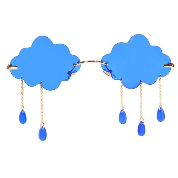 Blue Rimless Vintage Clouds Tassel Sunglas S007 - Picture 2 of 4